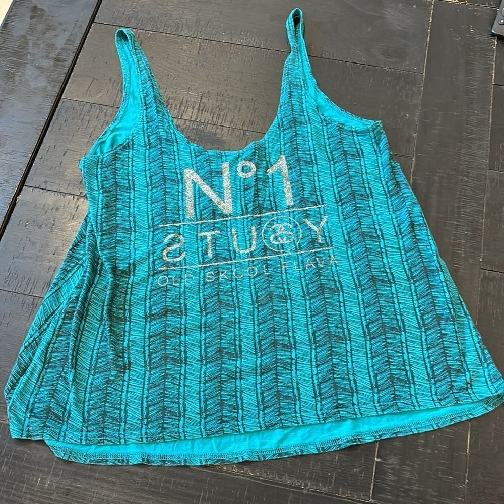 Stussy Old Skool Flava Pattern 90’s Y2K Tank Top Small Modal Blend​